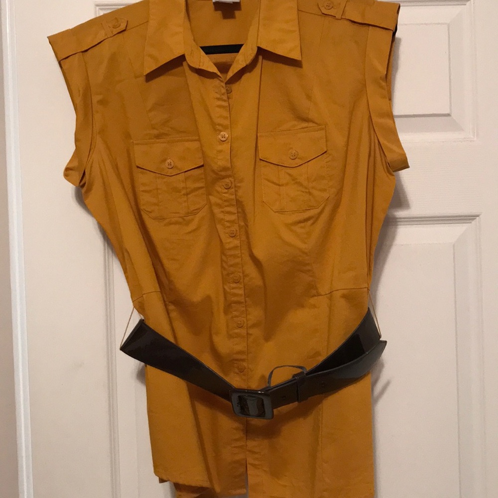 Ladies Sleeveless Mustard Shirt
